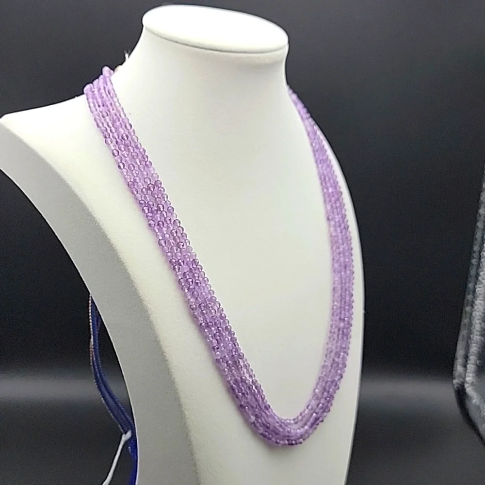 Amethyst Faceted Beads 145 Cts 4 Strand Natural Crystal Gemstone Necklace Beaded